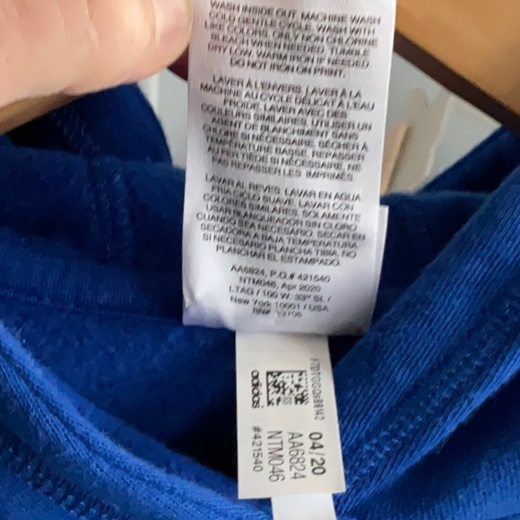 NWOT! Adidas Blue/White Logo Hooded Sweatshirt. Never worn! Boys size 8 yr old. - Picture 4 of 6